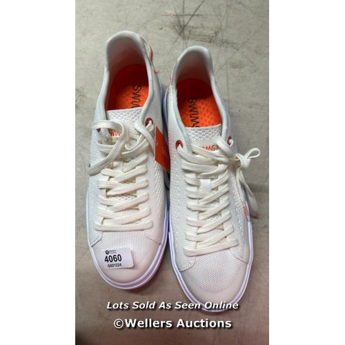 4060 - GENTS NEW UNBOXED SWIMS WHITE PARK SNEAKERS / UK 9 / B31