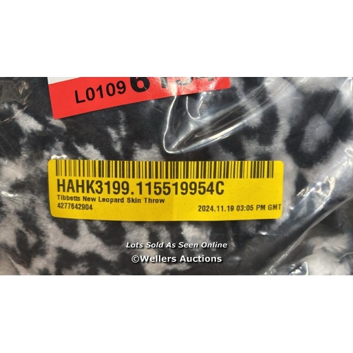 5071 - RRP: 15.99 - WORLD MENAGERIE TIBBETTS NEW LEOPARD SKIN THROW /  / COMES IN ONE BOX [COLLECTION FROM ... 