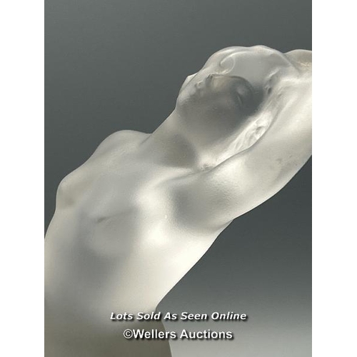 52 - Lalique frosted glass nude figurine with clear glass base, 23.5cm high