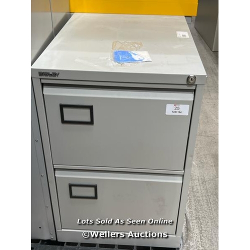 25 - BISLEY 2 DRAWER SUSPENSION FILING CABINET - LOCKABLE - OFFICE STORAGE - GOOSE GREY / RRP: �186 / COL... 