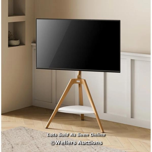 19 - RRP: 147.99 - NORDEN HOME TRIPOD LIGHT TV STAND WITH SHELF / COLOUR: BLACK WOOD / 1 BOX / SEE IMAGE ... 