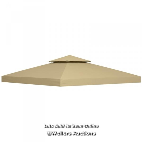 5114 - RRP: 39.99 OUTSUNNY 3(M) GAZEBO TOP COVER DOUBLE TIER CANOPY REPLACEMENT PAVILION ROOF DEEP BEIGE [C... 