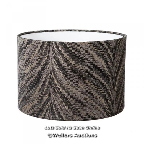 9137 - RRP: 34.99 - BLOOMSBURY MARKET SILK/SHANTUNG DRUM LAMP SHADE / COLOUR: CHARCOAL, SIZE: 20CM H X 25CM... 