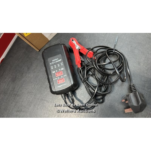 6830 - AUTOMATIC SMART 12V BATTERY MAINTAINER, UK PLUG, OUTPUT: 0.75A/1.25, BLACK / APPEARS NEW, SEE IMAGES... 