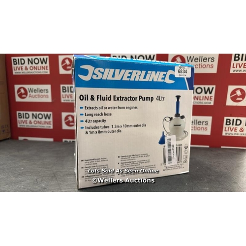 6834 - SILVERLINE OIL & FLUID EXTRACTOR PUMP 4LTR (104616), SILVER / APPEARS NEW, SEE IMAGES / G65