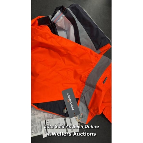 6851 - PORTWEST S488 MEN'S HI VIS BIB AND BRACE WORK OVERALLS - WATERPROOF BREATHABLE CONTRAST RAIN DUNGARE... 