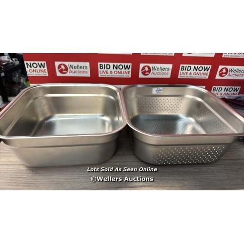 6856 - ASELECTED WASHING UP BOWL & STRAINER BOWL, 304 STAINLESS STEEL LARGE RECTANGULAR 10 LITRE COLANDER M... 