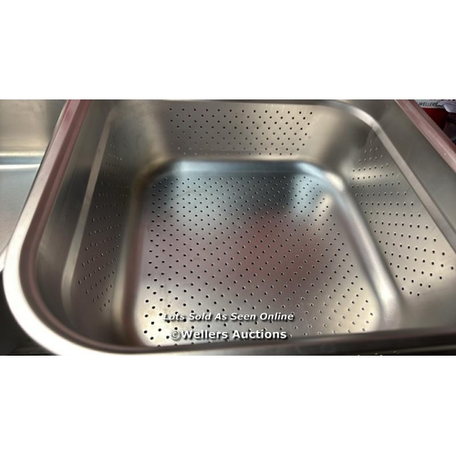 6856 - ASELECTED WASHING UP BOWL & STRAINER BOWL, 304 STAINLESS STEEL LARGE RECTANGULAR 10 LITRE COLANDER M... 