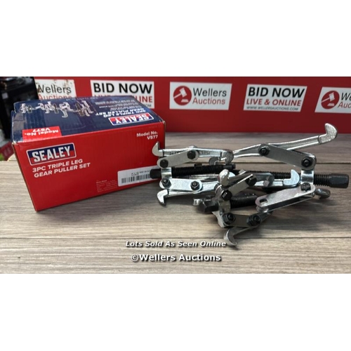 6865 - SEALEY VS77 TRIPLE LEG GEAR PULLER SET 3PC / MINIMAL IF ANY SIGNS OF USE / G66