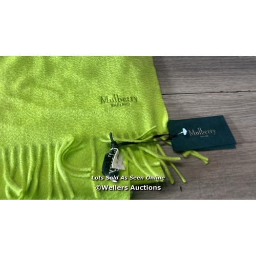 511 - MULBERRY SCARF CASHMERE SOLID OS R569-ACID GR / SIZE OS / APPEARS NEW WITH TAGS / RRP: 215 / G4