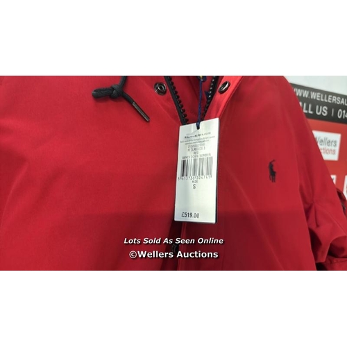 519 - POLO RALPH LAUREN JKTO SHORT BOMBER W HOOD RED S / SMALL S / RRP: 519 / APPEARS NEW WITH TAGS  / G5