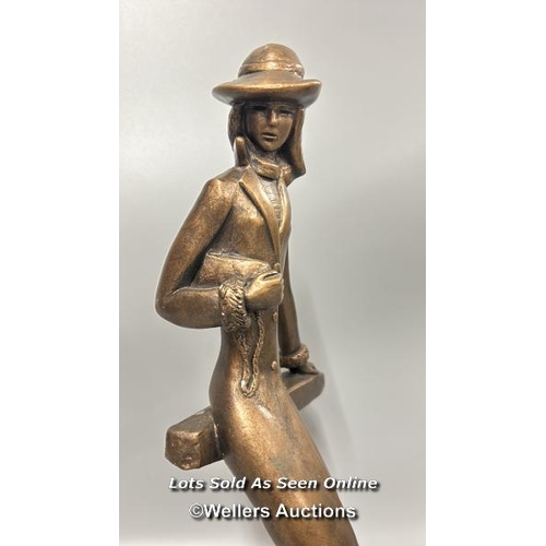 61 - Austin Proding La Clerc Art Deco style bronzed plaster statue of a lady , impressed signature dated ... 