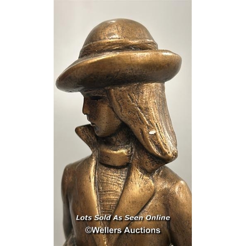 61 - Austin Proding La Clerc Art Deco style bronzed plaster statue of a lady , impressed signature dated ... 