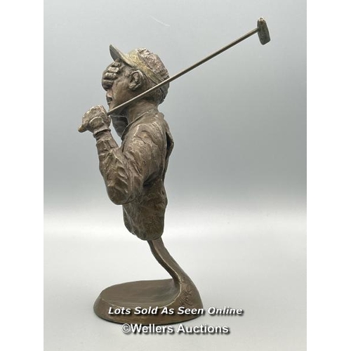 62 - Mark Hopkins (American b.1965) a bronze sculpture of a golfer, edition 208 / 950, impressed signatur... 