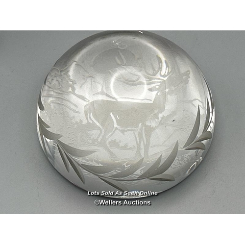 67 - Six glass paperweights including Edinburgh Crystal, largest 9.5cm high