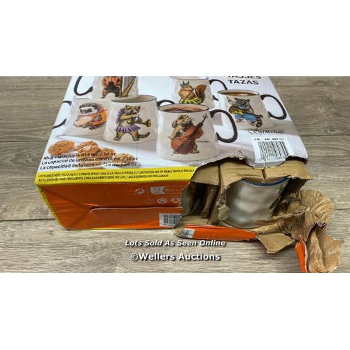 284 - SIGNATURE HOUSEWARES ORCHESTRA ANIMAL MUGS, 414ML, 6 PACK / APPEARS NEW / DAMAGED PACKAGING / A33