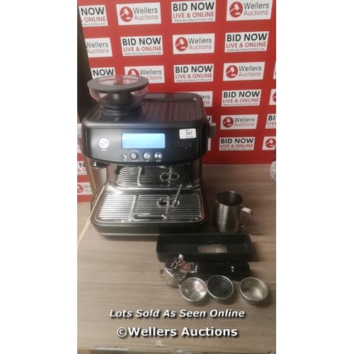 287 - SAGE BARISTA PRO BEAN TO CUP COFFEE MACHINE - SES878BST (15 BAR PRESSURE, INTUITIVE LCD INTERFACE, 2... 