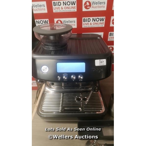 287 - SAGE BARISTA PRO BEAN TO CUP COFFEE MACHINE - SES878BST (15 BAR PRESSURE, INTUITIVE LCD INTERFACE, 2... 