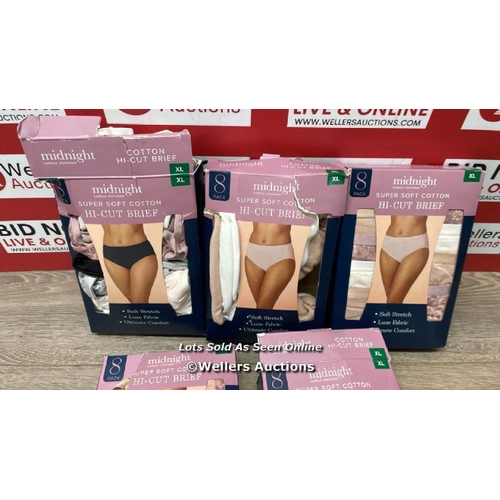 56 - 5X LADIES NEW 8PK MIDNIGHT SUPER SOFT HI CUT BRIEF / F3