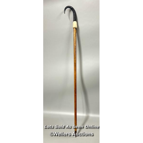 187 - Clarens Alpine walking stick, with Ibex horn handle and carved foot, 97cm long