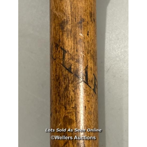 187 - Clarens Alpine walking stick, with Ibex horn handle and carved foot, 97cm long