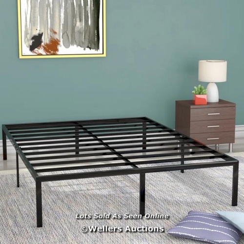 9230 - RRP: 82.99 - ZIPCODE DESIGN BARBIERI MINIMAL BLACK BED FRAME WITH SQUARE FEET SIZE: KINGSIZE (5') / ... 