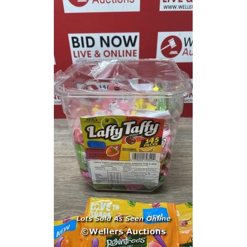 2030 - SELECTION OF SWEETS / INCL X3 NEW BAGS OF RANDOMS AND X1 OPEN BOX OF LAFFY TAFFY / A23