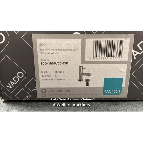 3018 - VADO ZOO MINI MONO BASIN MIXER WITH CLIC-CLAC WASTE / Z00-100M/CC-C/P / BRAND NEW IN THE BOX / RRP: ... 