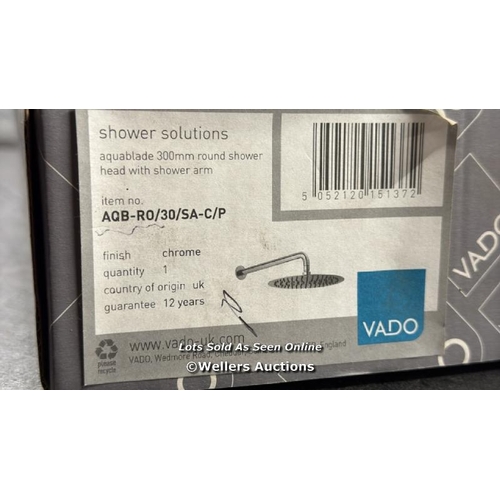 3019 - VADO AQUABLADE 300MM ROUND SHOWER HEAD WITH SHOWER ARM / CHROME / AQB-R0/30/SA-C/P / BRAND NEW IN TH... 