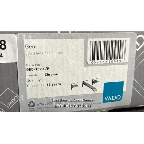 3028 - VADO GEO WALL MOUNTED TAP, FINISHED IN A HIGH-SHINE POLISHED CHROME / GEO-109-C/P / BRAND NEW IN THE... 