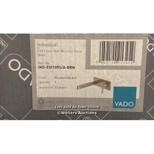 3029 - VADO EDIT WALL MOUNTED BASIN MIXER TAP, FINISHED IN A BRUSHED NICKEL / IND-EDI109S/A-BRN / BRAND NEW... 