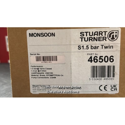 3035 - STUART TURNER MONSOON TWIN IMPELLER STANDARD SHOWER PUMP 1.5 BAR / 46506 / BRAND NEW IN THE BOX / RR... 