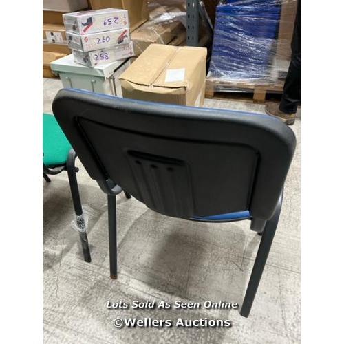 30 - HUMPHREYS BLUE VINYL WITH BLACK FRAME STACKING CHAIR  / RRP: �54.90 / COLLECTION FROM DARTFORD / DEL... 