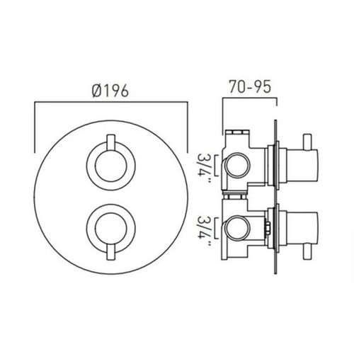 3030 - VADO CELSIUS ROUND 1 OUTLET THERMOSTATIC SHOWER VALVE - CHROME / CEL-148C/RO-3/4-C/P / BRAND NEW IN ... 