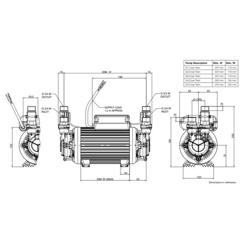 3035 - STUART TURNER MONSOON TWIN IMPELLER STANDARD SHOWER PUMP 1.5 BAR / 46506 / BRAND NEW IN THE BOX / RR... 