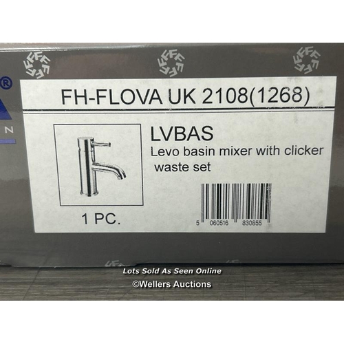 11 - FLOVA FH-FLOVA UK 2108 (1268) LVMBAS LEVO BASIN MIXER WITH CLICKER WASTE SET / BRAND NEW IN BOX / OR... 