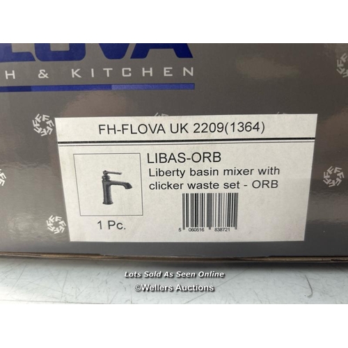 22 - FLOVA FH-FLOVA UK 2209(1364) LIBAS-ORB LIBERTY BASIN MIXER WITH CLICKER WASTE SET - ORB / BRAND NEW ... 