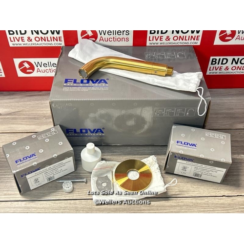 23 - FLOVA BB-LV3HWMBAS LEVO 3-HOLE WALL MOUNTED BASIN/BATH MIXER - BRUSHED BRASS / BRAND NEW IN BOX / OR... 