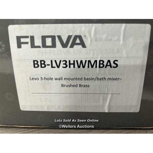 23 - FLOVA BB-LV3HWMBAS LEVO 3-HOLE WALL MOUNTED BASIN/BATH MIXER - BRUSHED BRASS / BRAND NEW IN BOX / OR... 