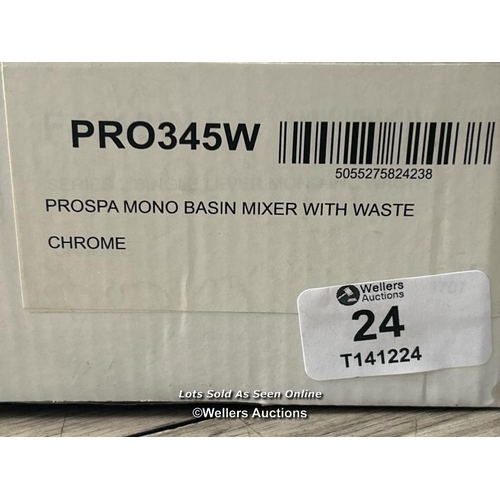 24 - ULTRA PROSPA PRO345W MONO BASIN MIXER WITH WASTE CHROME / MINIMAL SIGNS OF USE / ORIGINAL RRP: 108 /... 