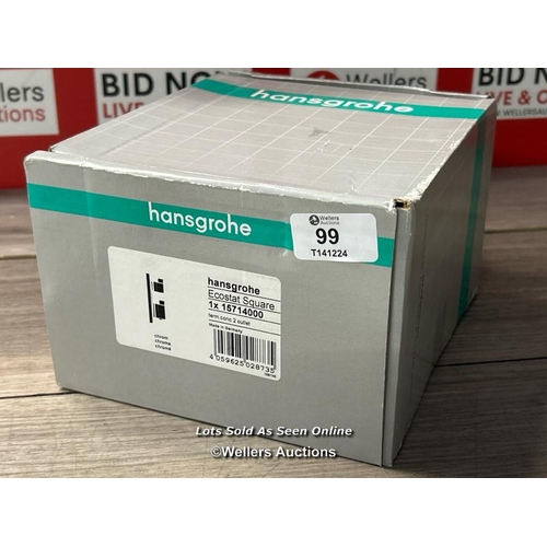 99 - HANSGROHE ECOSTAT SQUARE THERMOSTAT/ 15714000 / BRAND NEW AND SEALED / ORIGINAL RRP: 450 / E86