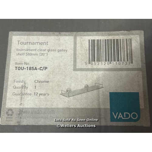 227 - VADO TOURNAMENT TOU-185A-C/P TOURNAMENT CLEAR GLASS GALLERY SHELF 510MM, RRP �115 / NEW / E52