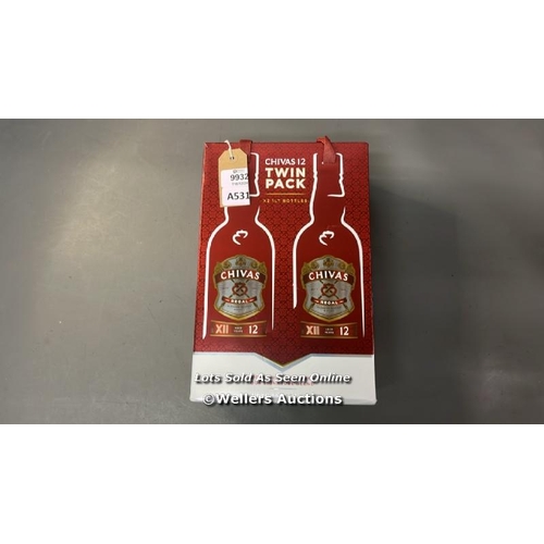 9932 - CHIVAS 12 TWIN PACK 1LT BOTTLES  1000ML X2