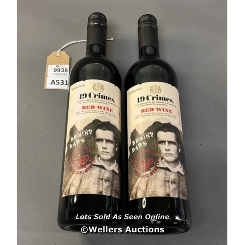 9938 - 19 CRIMES BEHINFD THE BARS RED WINE 750ML X2