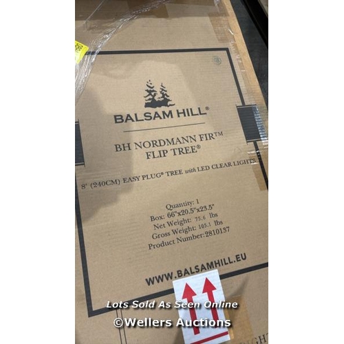 9007 - BALSAM HILL NORDMANN FIR FLIP TREE, 8FT EASY PLUG TREE WITH LED CLEAR LIGHTS / COLLECTION FROM DARTF... 