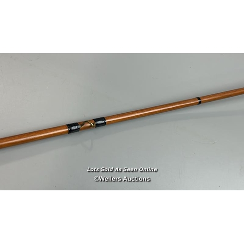 102 - Antique Bowness & Bowness 11’ 3pc whole cane / flamed bamboo butt & middle , greenheart top rod, c18... 