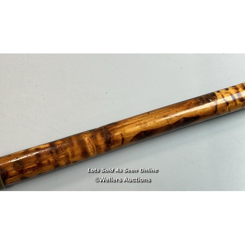 102 - Antique Bowness & Bowness 11’ 3pc whole cane / flamed bamboo butt & middle , greenheart top rod, c18... 