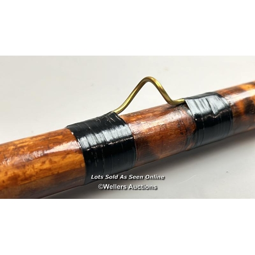 102 - Antique Bowness & Bowness 11’ 3pc whole cane / flamed bamboo butt & middle , greenheart top rod, c18... 