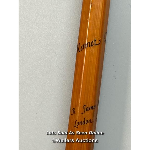 103 - B. James & Son ‘Kennet Perfection' 11’3” 2 piece & handle split cane trotting rod, ten rings, brass ... 