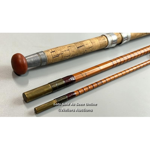 103 - B. James & Son ‘Kennet Perfection' 11’3” 2 piece & handle split cane trotting rod, ten rings, brass ... 